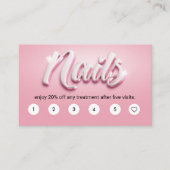 Pink & White Nail artist 3D TEXT 6 Punch Klant Visitekaartje (Voorkant)