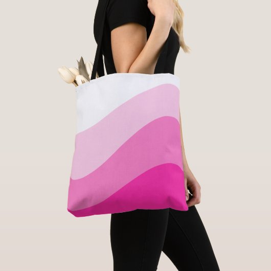 Pink White Ombre Wave pattern Tote Bag (Dichtbij)