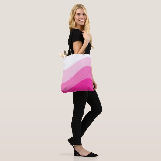 Pink White Ombre Wave pattern Tote Bag (Op model)