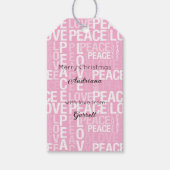 Pink White Peace Love Christmas Cadeaulabel (Voorkant)