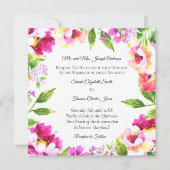 Pink White Peony Floral Greenery Elegant Wedding Kaart (Voorkant)