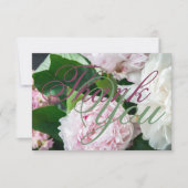 Pink White Peony Full Bloom Greenery Wedding Bedankkaart (Voorkant)
