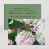 Pink White Peony Full Bloom Greenery Wedding Bedankkaart (Voorkant / Achterkant)
