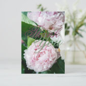 Pink White Peony Full Bloom Greenery Wedding Bedankkaart (Staand voorkant)