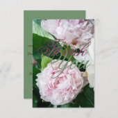 Pink White Peony Full Bloom Greenery Wedding Bedankkaart (Voorkant / Achterkant)