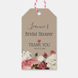 Pink & White Peony Spring Floral Vrijgezellenfeest Cadeaulabel