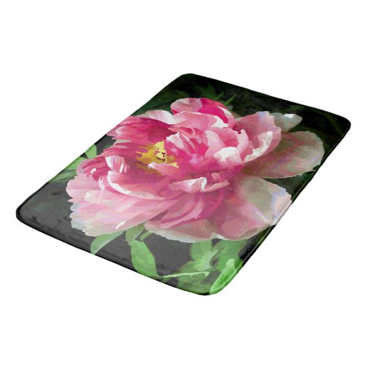 Pink White Peony Waterverf Fine Floral Badmat (Gekanteld)
