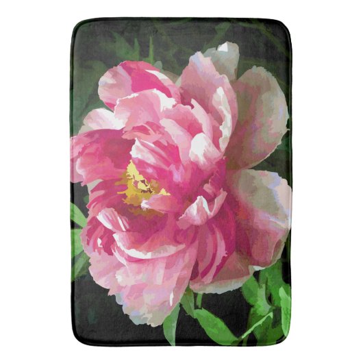 Pink White Peony Waterverf Fine Floral Badmat (Voorkant Verticaal)