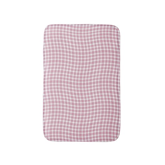 Pink White Plaid Checker Seamless Pattern Badmat (Voorkant Verticaal)