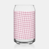 Pink White Plaid Checker Seamless Pattern Blikvorm Glas (Voorkant)