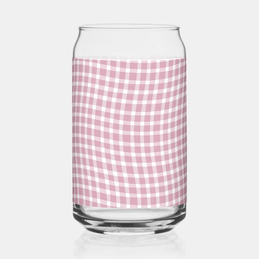 Pink White Plaid Checker Seamless Pattern Blikvorm Glas (Voorkant)