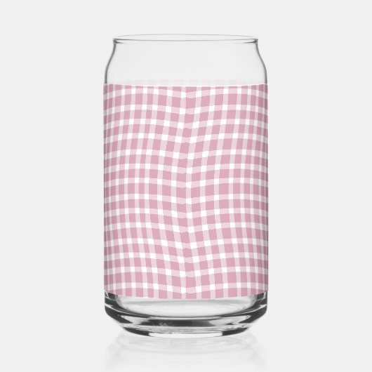 Pink White Plaid Checker Seamless Pattern Blikvorm Glas (Rechts)