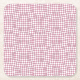 Pink White Plaid Checker Seamless Pattern Kartonnen Onderzetters