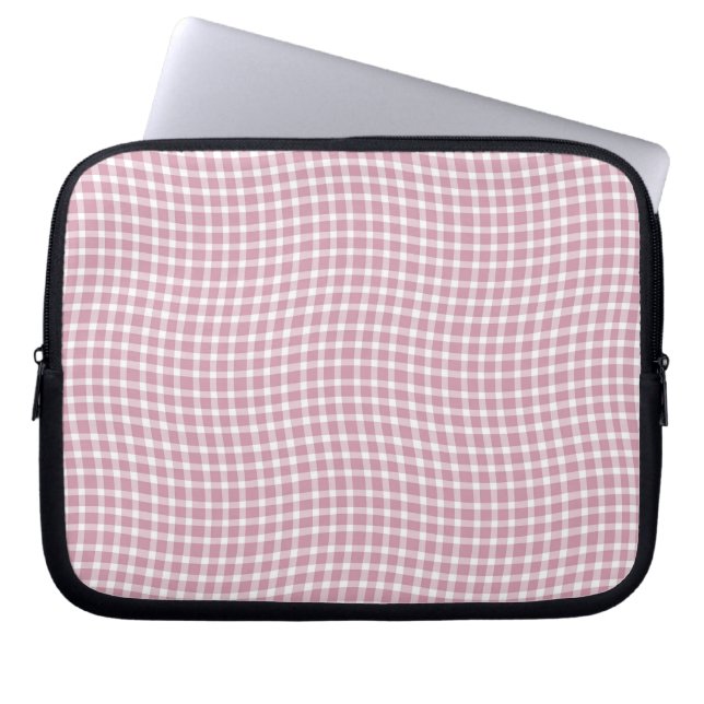 Pink White Plaid Checker Seamless Pattern Laptop Sleeve (Voorkant)