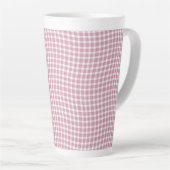 Pink White Plaid Checker Seamless Pattern Latte Mok (Rechterhoek)