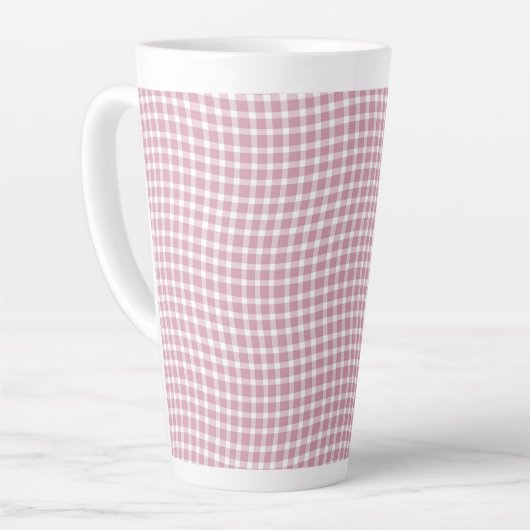 Pink White Plaid Checker Seamless Pattern Latte Mok (Linkerhoek)