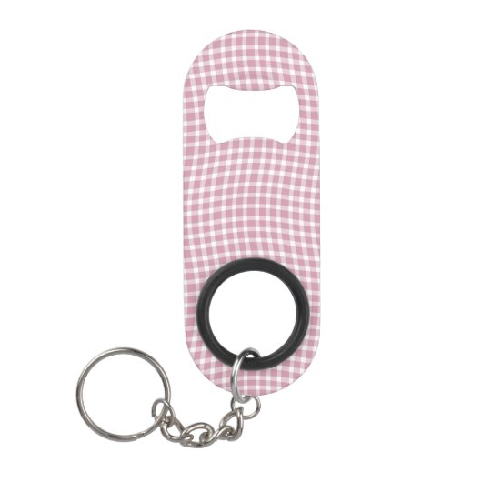Pink White Plaid Checker Seamless Pattern Mini Flessenopener (Voorkant)