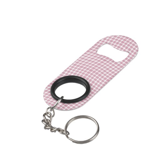 Pink White Plaid Checker Seamless Pattern Mini Flessenopener (Achterkant Gekanteld)