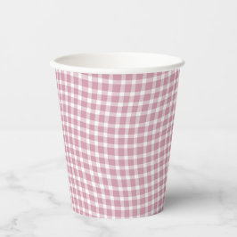 Pink White Plaid Checker Seamless Pattern Papieren Bekers