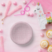 Pink White Plaid Checker Seamless Pattern Papieren Kommen (Feest)