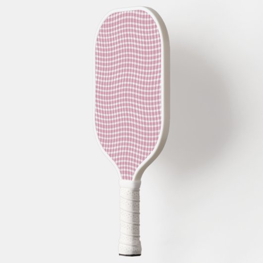 Pink White Plaid Checker Seamless Pattern Pickleball Paddle (Links)