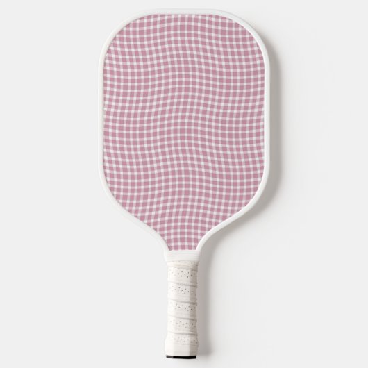 Pink White Plaid Checker Seamless Pattern Pickleball Paddle (Achterkant)