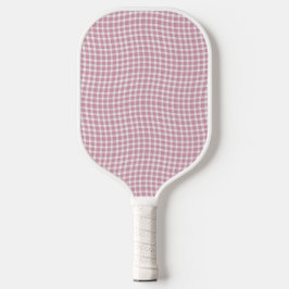 Pink White Plaid Checker Seamless Pattern Pickleball Paddle