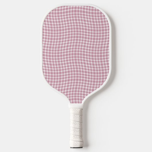 Pink White Plaid Checker Seamless Pattern Pickleball Paddle (Voorkant)