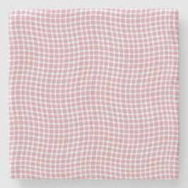 Pink White Plaid Checker Seamless Pattern Stenen Onderzetter