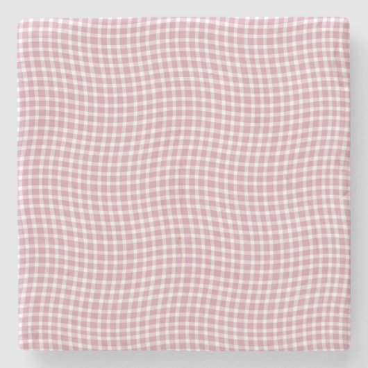 Pink White Plaid Checker Seamless Pattern Stenen Onderzetter (Voorkant)