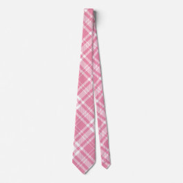 Pink & White Plaid Neck Tie Stropdas