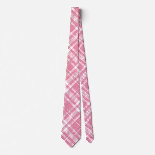 Pink & White Plaid Neck Tie Stropdas (Voorkant)