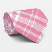 Pink & White Plaid Neck Tie Stropdas (Opgerold)