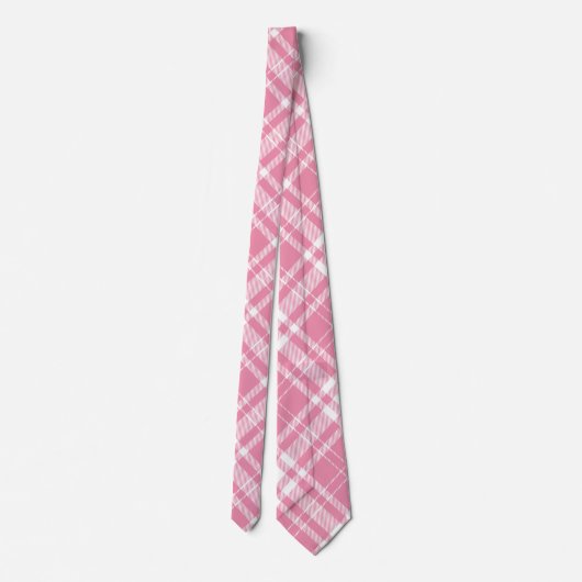 Pink & White Plaid Neck Tie Stropdas (Achterkant)