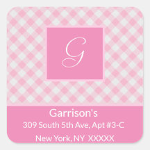 Pink & White Plaid Retouradres -