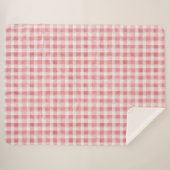 Pink White Plaid Stripes Sherpa Deken (Voorkant (horizontaal))
