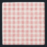 Pink White Plaid Stripes Stenen Onderzetter<br><div class="desc">Pink White Plaid Stripes</div>