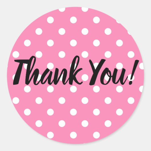 Pink & White Polka Dot Birthday Party Ronde Sticker (Voorkant)