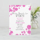 Pink & White Polka Dot Bubbles Ze staat op het pun Kaart (Staand voorkant)