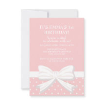 Pink White Polka Dot Little Girl First Birthday