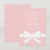 Pink White Polka Dot Little Girl First Birthday Kaart (Voorkant / Achterkant)