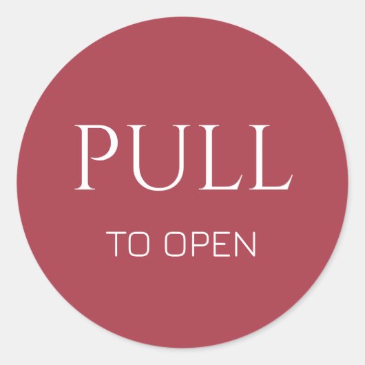 Pink  White Pull to Open Door Sign Ronde Sticker (Voorkant)