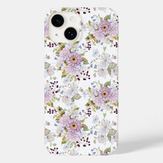 Pink White Purple Watercolor Wildflower Case-Mate iPhone Case (Achterkant)
