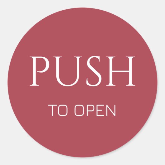 Pink White Push to Open Door Sign Ronde Sticker (Voorkant)