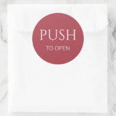 Pink White Push to Open Door Sign Ronde Sticker (Tas)