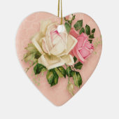Pink & White Rose Floral Bouquet Keramisch Ornament (Rechts)