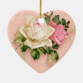 Pink & White Rose Floral Bouquet Keramisch Ornament (Achterkant)