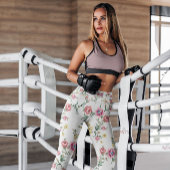 Pink White Rose Floral gepatterd | LEGGINGS