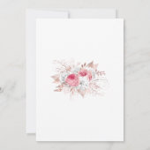 Pink White Rose Gold Floral Botanical Weddenschap Kaart (Achterkant)