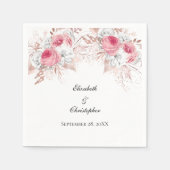 Pink White Rose Gold Floral Elegant Wedding Servet (Voorkant)